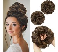 2 pezzi di chignon disordinati per donne e ragazze, sintetici, extension per chignon, coda Updo, sale e pepe