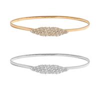 2 Pezzi Di Cinture In Oro, Argento E Strass, Sottili Catene In Vita Con Piume Di Metallo, Accessori Alla Moda Del Tutto-Fiammifero, Adatti Per Abiti, Camicie, Abiti Da Sera, Ecc.