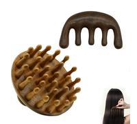 2 pezzi di comoda spazzola rilassante per il cuoio capelluto, strumenti massaggiatori per il cuoio capelluto in legno, pettine a cinque dita, pettine rotondo, strumento portatile per la crescita dei