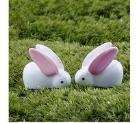 2 pezzi di coniglietto di Pasqua figurine di animali da giardino delle fate ornamenti in miniatura per il giardino delle fate vaso di fiori cake topper decorazione di pasqua per la casa Fashion proces
