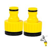 2 pezzi di connettori per rubinetti da giardino, Amig - Adattatore e riduttore per connettori per tubi flessibili | 1/2“ e 3/4” | Connessione rapida e facile per tubi dell'acqua (Yellow)