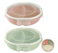 2 pezzi di contenitori per alimenti con coperchio per microonde, ciotole Bento, contenitori per provviste, privi di BPA, con suddivisione a 3 scomparti, contenitori separati, con conservazione