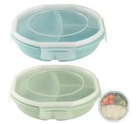 2 pezzi di contenitori per alimenti per microonde con coperchio Bento, ciotola per alimenti, contenitore per provviste, privo di BPA, con 3 scomparti, contenitori separati, con chiusura ermetica