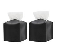 2 pezzi di copertura per fazzoletti neri, quadrato in pelle PU, porta fazzoletti da bagno, comodini, ufficio