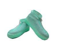 2 pezzi di copriscarpe impermeabili con cerniera frontale, copriscarpe antiscivolo e resistenti all'usura, portatili pieghevoli a prova di pioggia for il ciclismo all'aperto(Cyan,M)