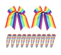 2 Pezzi Di Corsi Di Capelli Arcobaleno E 10 Forcine, Gioielli Per La Testa, Aghi Per Capelli Dolci Per Bambini, Mappa Dei Capelli Decorativi In Stile Parrucchiere.