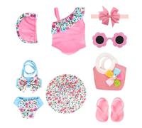 2 Pezzi Di Costume Da Nuoto Con Cappello, 1 Paio Di Pantofole, 1 Pezzo Di Borse, 1 Pezzo Di Occhiali Da Sole E 1 Pezzo Di Fascia, Borsa A Traversa Dolce, Accessori Per Decorazioni Senza Bambino.