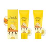 2 pezzi di crema solare vitamina C, vitamina C con crema solare turmerica, SPF 50+, protegge e corregge i danni causati dal sole, per viso e collo, non greasy and correling Sunscreen 80 g