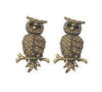 2 pezzi di cristallo marrone gufo spilla spilla strass design animale gioielli
