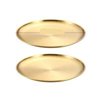 2 pezzi di dischi da pranzo in acciaio inossidabile, rotondi, for sputare ossa, vassoi bassi, stoviglie for frutta e carne in oro e argento(2Pcs 30cm Gold)