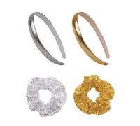 2 Pezzi Di Fasce Per Capelli Alla Moda A Tesa Stretta, 2 Pezzi Di Fasce Elastiche Per Capelli Con Paillettes, Fasce Per Capelli In Raso, Decorazione Di Stile Quotidiana, Argento).