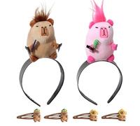 2 Pezzi Di Fasce Per Capelli E 4 Pezzi Di Forcine, Accessori Per Capelli A Forma Di Capibala, Copricapo Carino In Stile Animale, Scene Di Performance Sul Palco.