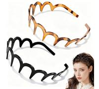 2 pezzi di fascia per capelli con pettine a forma di U in ambra nera, accessori per capelli da donna, fascia reversibile con denti per donna, adatta per l'uso domestico o in viaggio