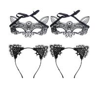 2 Pezzi Di Fascia Per La Testa Dell'Orecchio Di Gatto In Pizzo E 2 Pezzi Di Maschera Per Gli Occhi Di Gatto, Accessori Per Giocatori Di Ruolo, Accessori Mascherati, Accessori Carini E Semplici