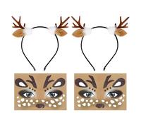 2 Pezzi Di Fascia Per La Testa Di Cervo E 2 Patch Per Il Viso, Accessori Per Abbigliamento Per Cervi, Fasce Di Cartone Animato Carine, Forniture Di Travestimenti Per Feste.