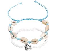 2 Pezzi di Fascino Conchiglia di Tartaruga Cavigliere di Perline Cavigliere da Donna Bracciale con Sandali, Braccialetti alla Caviglia per Le Donne Gioielli da Spiaggia per Ragazze Adolescenti Regali