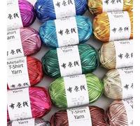 2 pezzi di filato elastico lucido - filato per maglia e uncinetto ad alta elasticità, colori luminosi e morbidi (rosa, rosso, turchese, blu, viola) - ideale per progetti fai-da-te, borse, cappelli, de