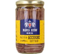 2 pezzi di filetti di acciughe sott'olio marca scudo in barattolo - 720 gr