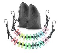 2 pezzi di filo da viaggio con 12 mollett da campeggio, filo portabiancheria portatile per esterni, accessori da campeggio retrattile