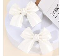 2 pezzi di fiocchi bianchi per capelli per ragazze, fermagli per capelli bianchi eleganti con fodera completa per bambini, graziosi fermagli per capelli scintillanti con coda corta, accessori per cape