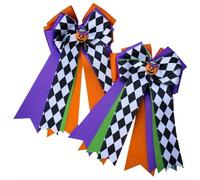 2 pezzi di fiocchi per capelli di Halloween per ragazze con clip di fantasmi dei cartoni animati e zucca, accessori per capelli con fiocco di Halloween per ragazze (2 pezzi,3)