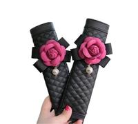 2 pezzi di fiore di camelia copertura della cintura di sicurezza for auto spallina in pelle pu car styling copertura della cintura di sicurezza accessori auto for le donne(2pcs Rose)