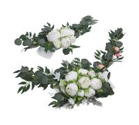 2 Pezzi di Fiori di di Nozze, Ghirlande Eleganti Romantiche per L'esterno, Matrimoni da Giardino, con Ordine di Banda (WHITE)