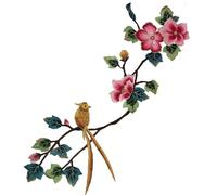 2 pezzi di fiori uccelli applique abbigliamento ricamo patch tessuto cucire su accessori di riparazione