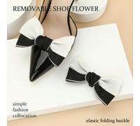 2 pezzi di fissatori per scarpe con fiocco disegnato in un elegante tessuto bicolore bianco e nero con un grazioso fiore, un nuovo fermascarpe di alta qualità ed eleganza Principe/Korean Style Lettere