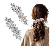 2 Pezzi Di Forcine Di Strass, Accessori Per Capelli Di Cristallo Lucido, Clip Laterali A Forma Di Fiore, Copricapo Da Sposa, Adatto Per Matrimoni E Cene (Oro, Argento).
