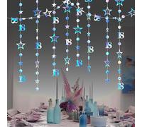 2 pezzi di ghirlanda a forma di stella in carta glitterata colorata, ghirlanda iridescente da appendere, per decorazioni di compleanni e matrimoni.
