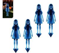 2 pezzi di Halloween Haunted Twin Ghost Ground Stakes, Horror Twin Girls Garden Iron Iron Impermeabile Prato spaventoso, Segni di palo degli Zombi per il trucco all'aperto o le tombe per le,2PCS