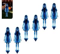 2 pezzi di Halloween Haunted Twin Ghost Ground Stakes, Horror Twin Girls Garden Iron Iron Impermeabile Prato spaventoso, Segni di palo degli Zombi per il trucco all'aperto o le tombe per le,3PCS