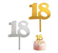 2 Pezzi Di Inserti Per Torta In Acrilico, Decorazioni Per Cupcake Del 18° Compleanno, Decorazioni In Argento E Oro Per Ragazza Del 18° Compleanno, Topper Per Torta Compleanno Oro