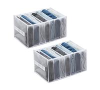 2 pezzi di jeans cassetto scatola di immagazzinaggio, pieghevole e lavabile cassetto scatola di immagazzinaggio con manico e vano, 7 scomparti, utilizzato per i vestiti, jeans, leggings. (Bianco)