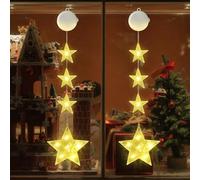 2 pezzi di luci natalizie a LED a forma di stella,luci natalizie a forma di stella da appendere alla finestra,alimentate a batteria,con timer,2 modalità,per feste,matrimoni,decorazioni natalizie
