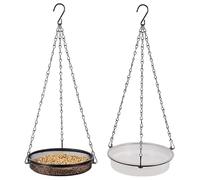 2 pezzi di mangiatoia per uccelli da appendere, mangiatoia per uccelli da appendere in giardino o cortile, 2 in 1 con piattaforma rete metallica per da all'aperto