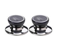 2 pezzi di maniglie for coperchi di pentole in acciaio inossidabile di ricambio, manopole for coperchi di pentole in legno, impugnatura for pentole da cucina(B)