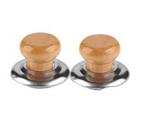 2 pezzi di maniglie for coperchi di pentole in acciaio inossidabile di ricambio, manopole for coperchi di pentole in legno, impugnatura for pentole da cucina(A)