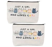 2 Pezzi Di Motivi Per Gatti -Make -Up Sacca, Cartone Animato Dolce -Borsa, Borse Portatili, Forniture Da Viaggio.