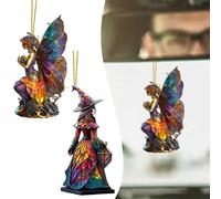 2 pezzi di ornamenti da appendere all'auto con strega, accessori per interni auto, ciondolo specchietto