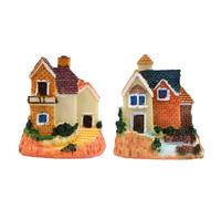 2 pezzi di ornamento in resina a forma di villa, decorazione delicata per