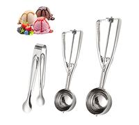 2 pezzi di palline per gelato in acciaio inossidabile 4 cm 5 cm e 1 pinza per gelato a punta tonda piccola per catering a buffet paletta per gelato adatta per torta gelato melone