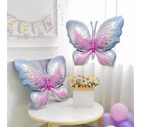 2 pezzi di palloncini in film di poliestere con farfalle viola e rosa, adatti per feste a tema farfalle, matrimoni, compleanni e altre celebrazioni, Natale Tagli UnicaPolietilene