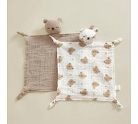 2 pezzi di panni assorbenti per il rutto per bambini in cotone certificato Oeko-Tex, morbidi e traspiranti, con motivo a orsetto, multiuso come bavette 25*25Fumetto,GeometricoTessuto