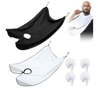 2 pezzi di panno da barba con 4 ventose, mantella da barba, vestaglia per la cura del salone, rasatura, taglio dei capelli, grembiule da barba impermeabile (nero, bianco)
