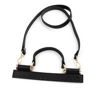 2 pezzi di parti per borsa in pelle lavorate all'uncinetto con fori, set di borse intrecciate color caffè nero con manici patchwork, borsa lavorata a maglia, accessori per borse fai da te fatti a mano