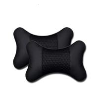 2 pezzi di pelle PU lavorata a maglia cuscini for auto poggiatesta cuscino supporto accessori for sedili sicurezza automatica(Black)