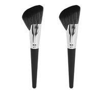 2 pezzi di pennello a falce per il contouring con setole sintetiche morbide, pennello trucco per sfumare bronzer e fondotinta, strumento cosmetico con manico ergonomico in legno