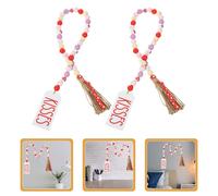 2 pezzi di perline con nappe, perline di legno retrò, ghirlande, decorazioni